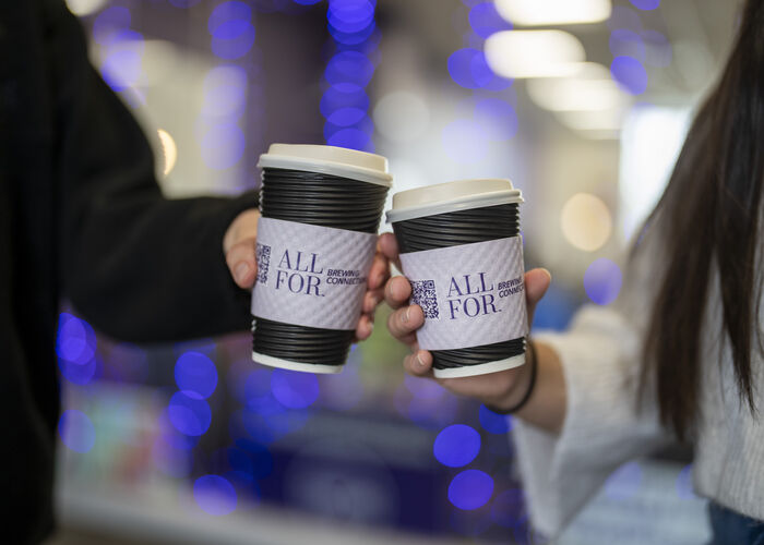 People with coffee cups