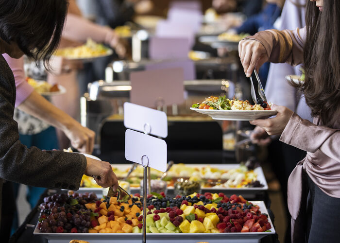 Breakfast buffet with fruit