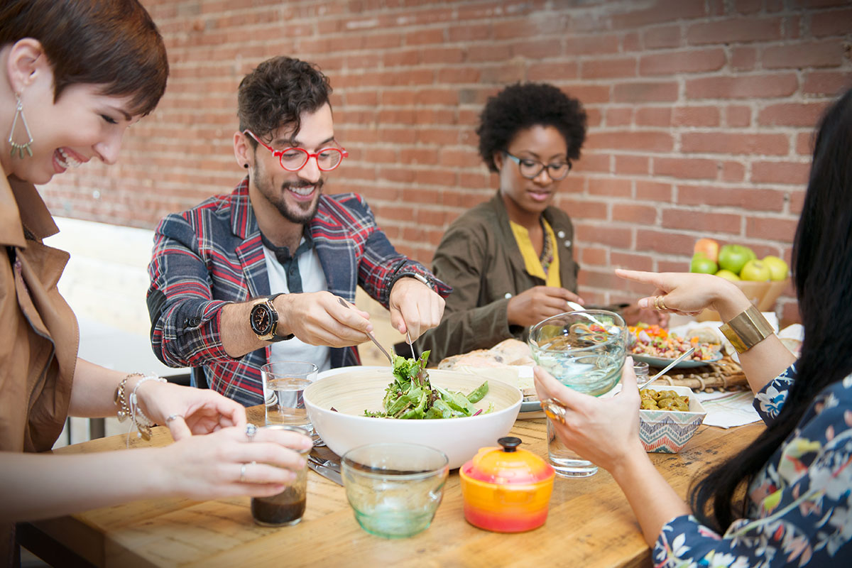 Group of people eating