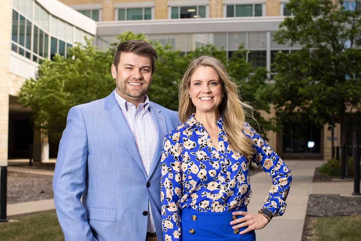 CARE Counseling co-founders, John and Dr. Andrea Hutchinson, on the St. Thomas Minneapolis campus