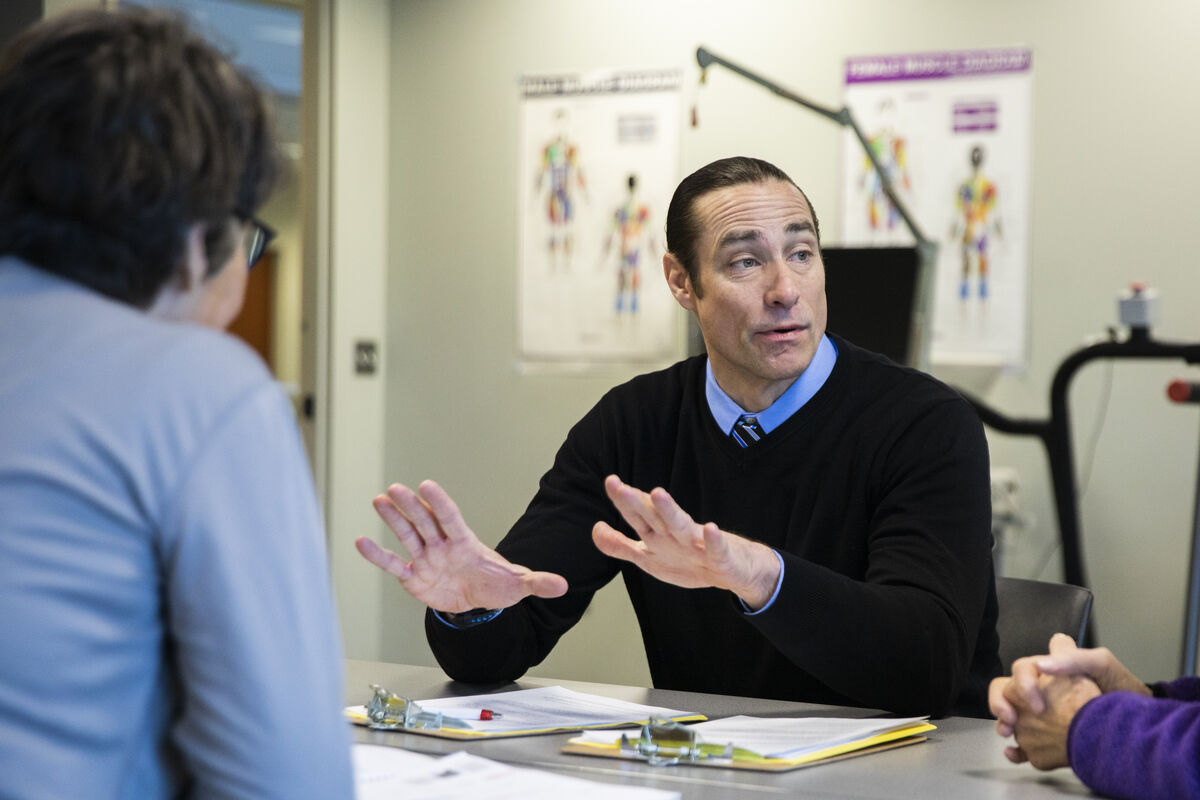 Professor speaking to research participants