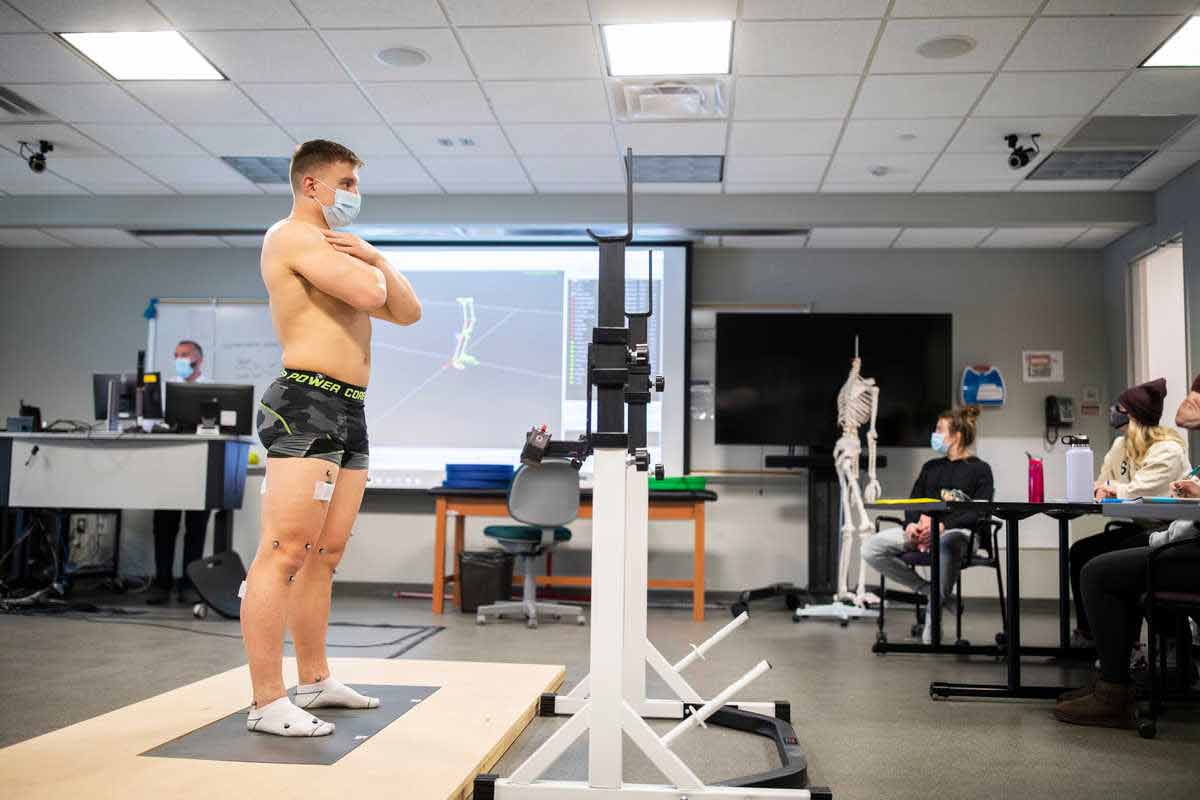 Student using motion capture technology