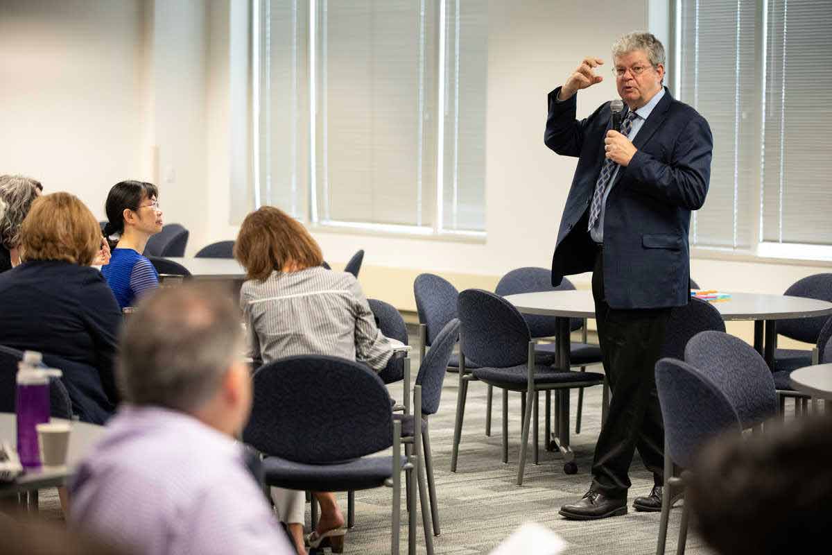 Professor teaching a trauma training session
