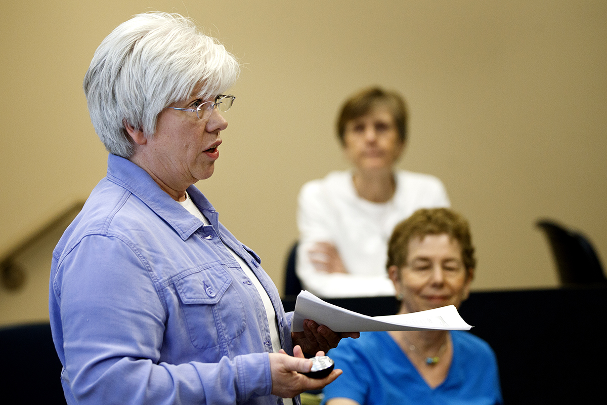 Social work graduate student giving a presentation