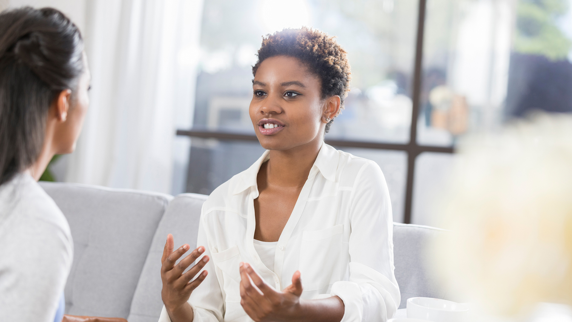 A counselor speaks with a client.