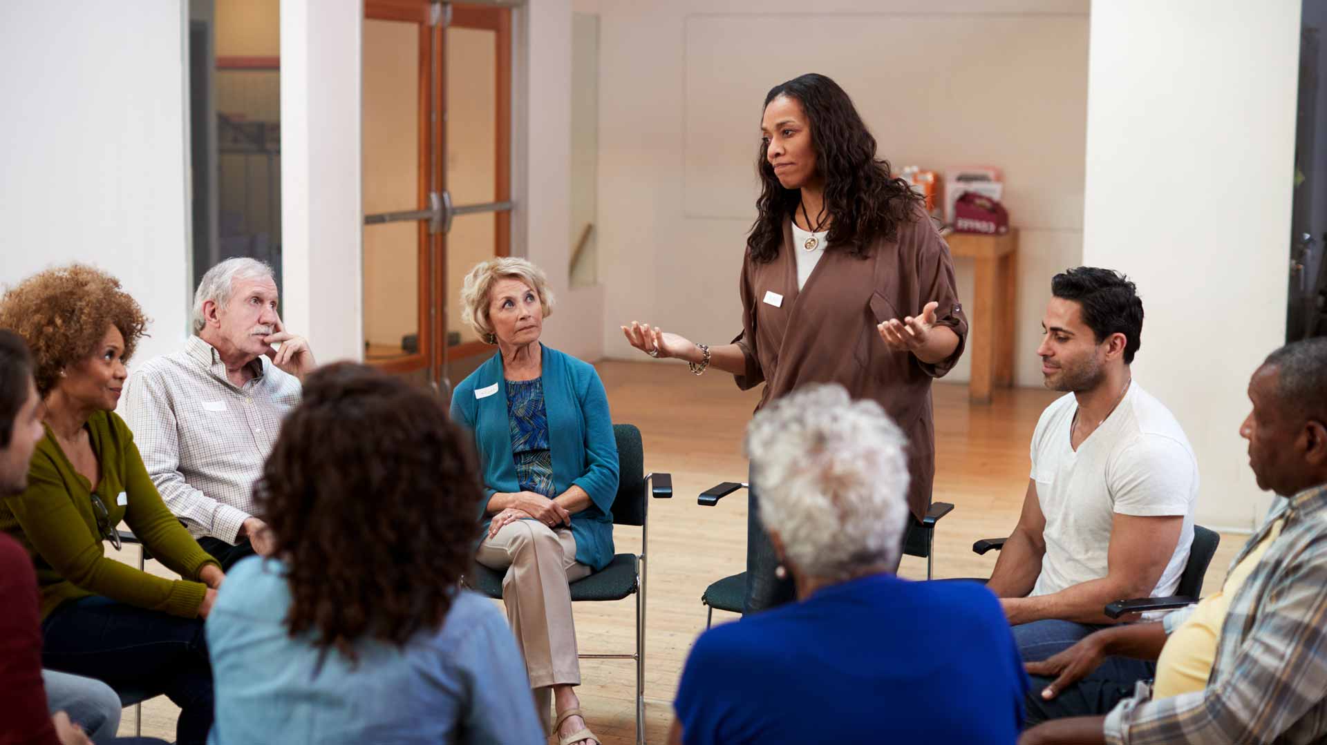 Group of people at group therapy.