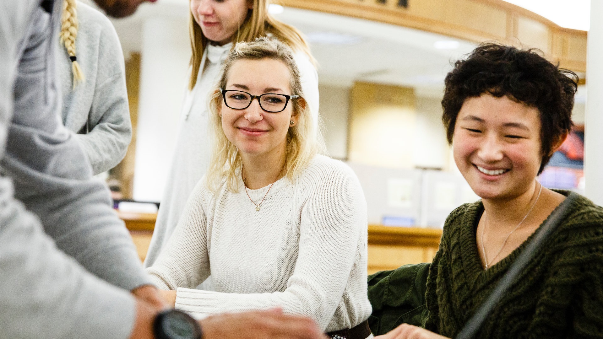 School of Social Work students smile during a voter registration event