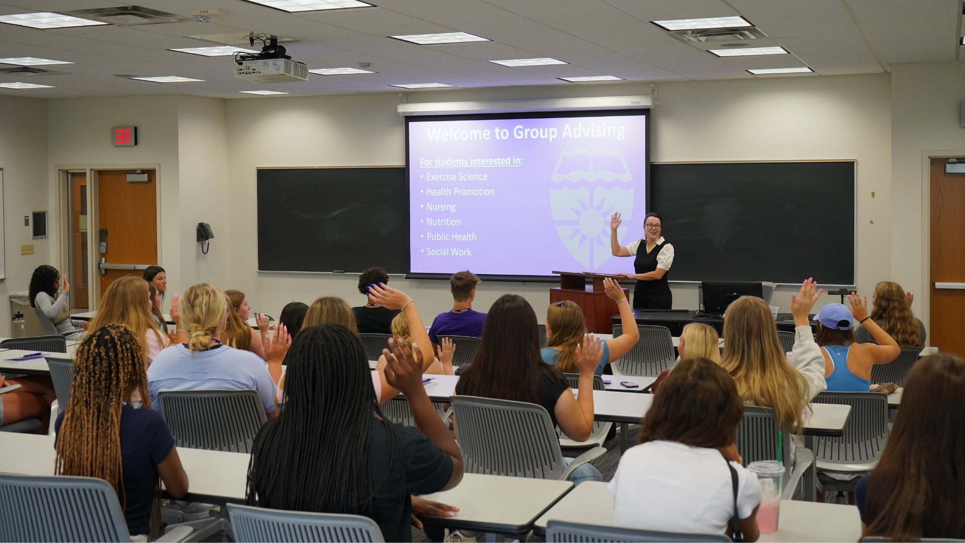 Professor in front of a college class