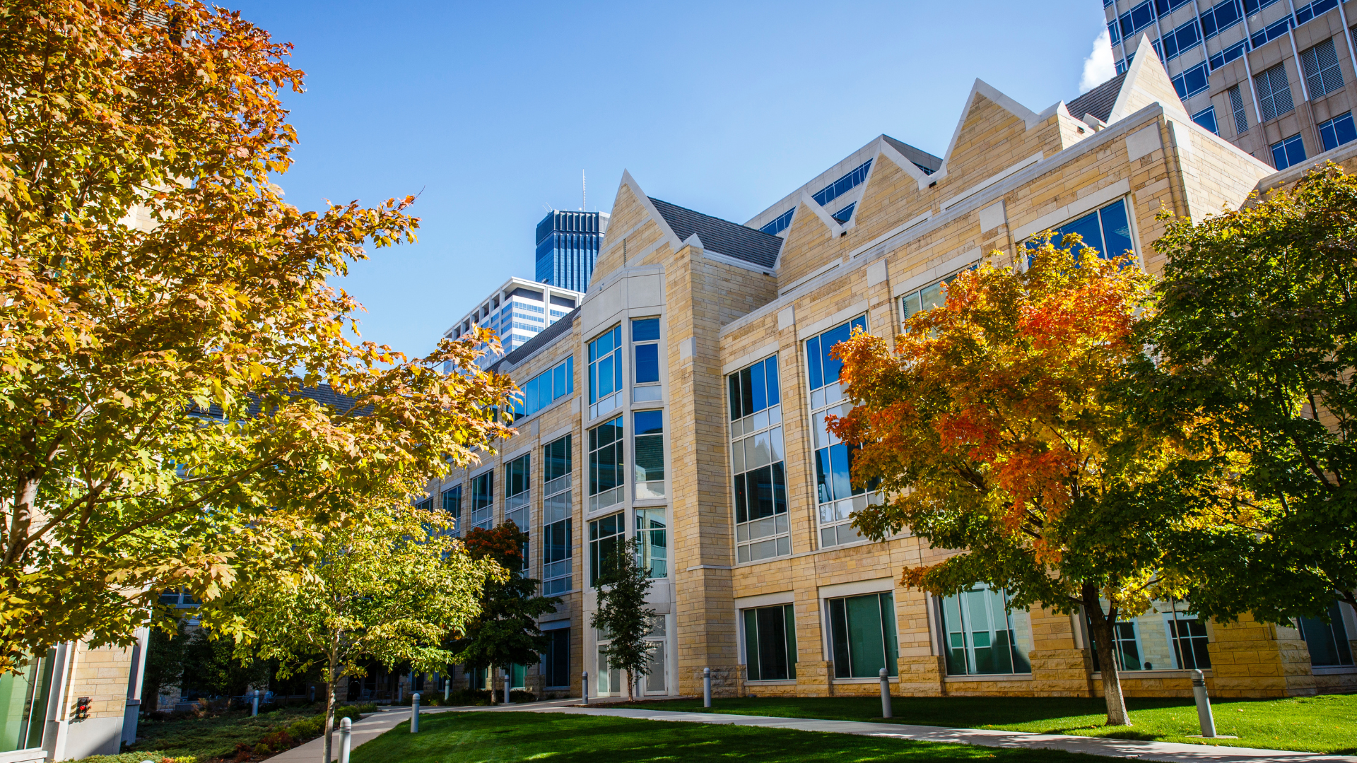 Terrence Murphy Hall on the Minneapolis Campus in the spring