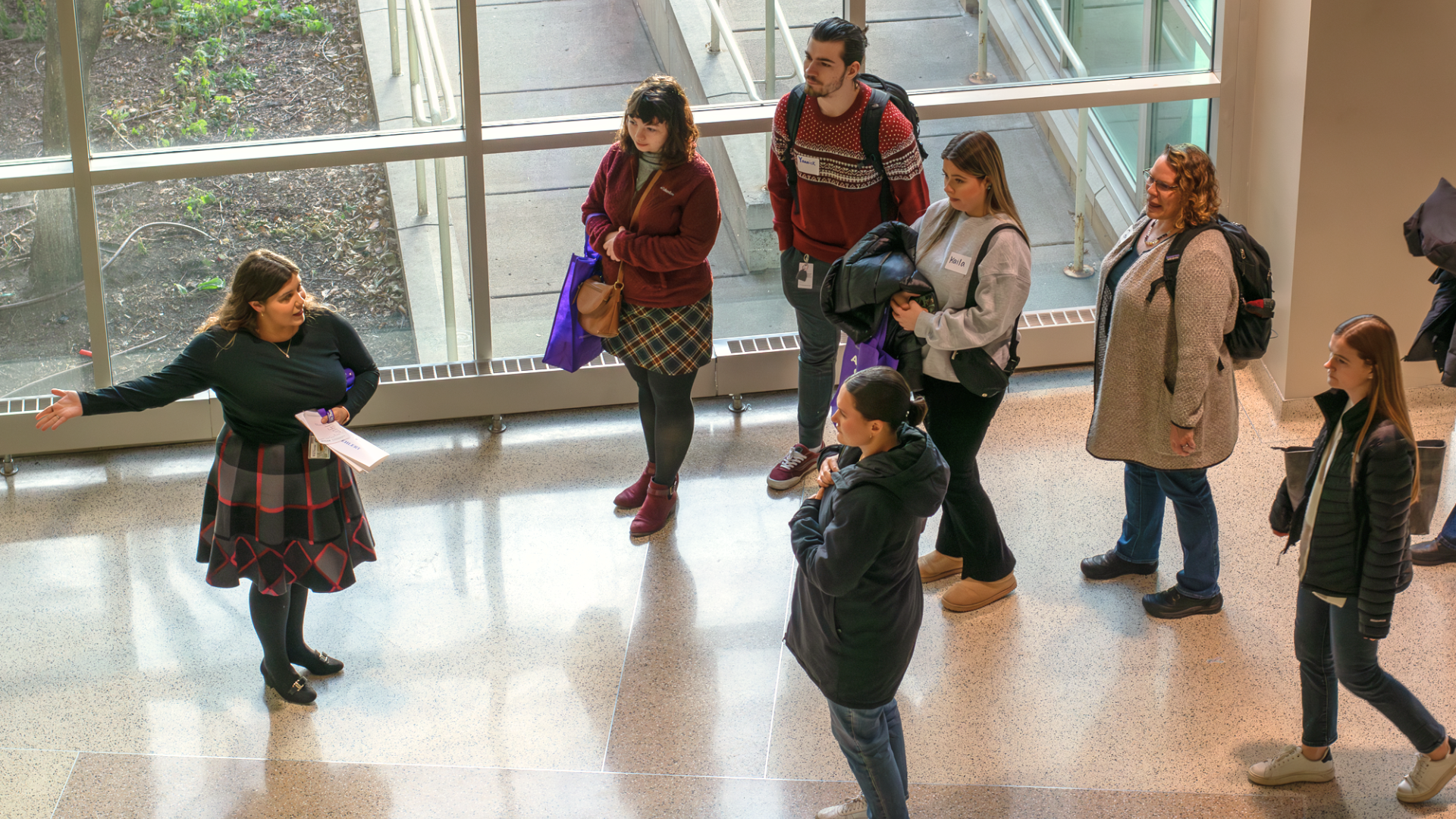 students touring facilities