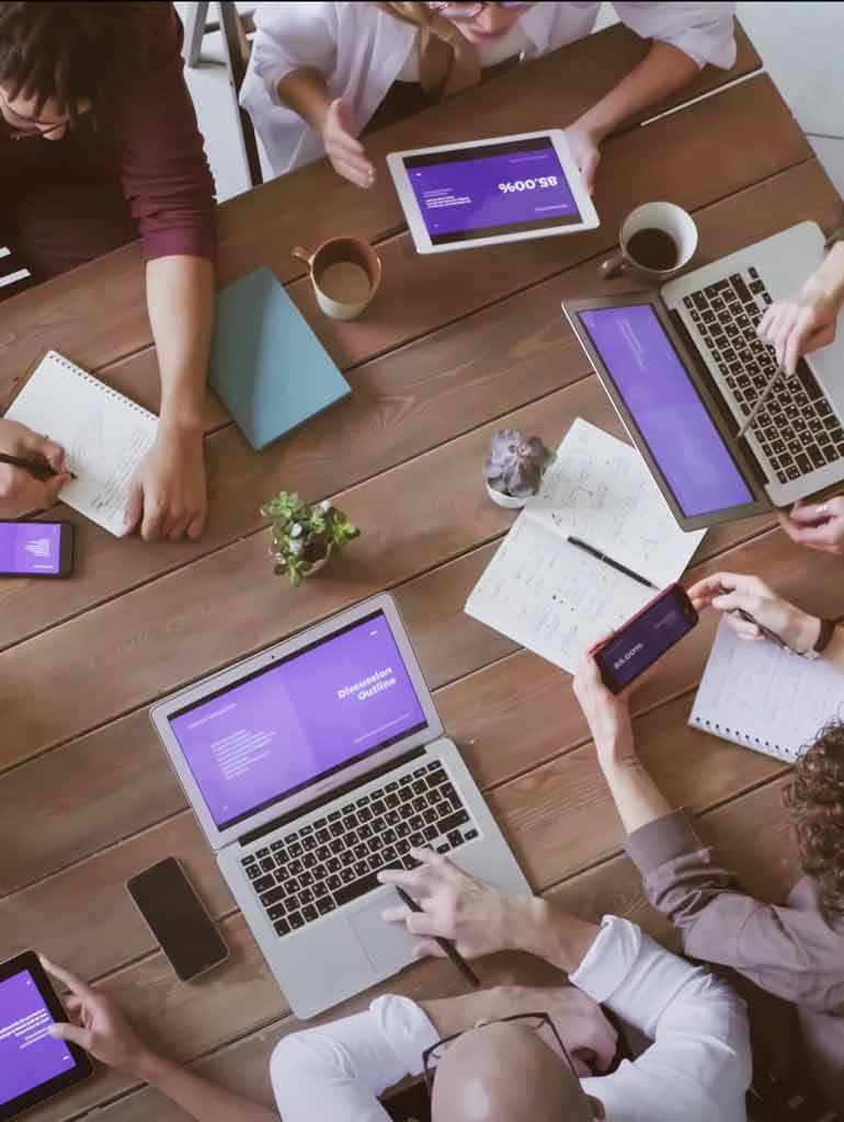 People working at a table